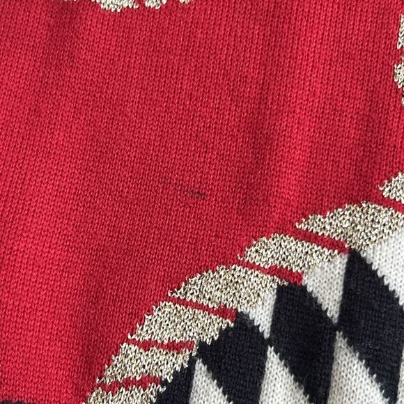 Vintage Jaeger Sweater Womens Medium Embroidered Rope Metallic Black Red - Picture 4 of 9
